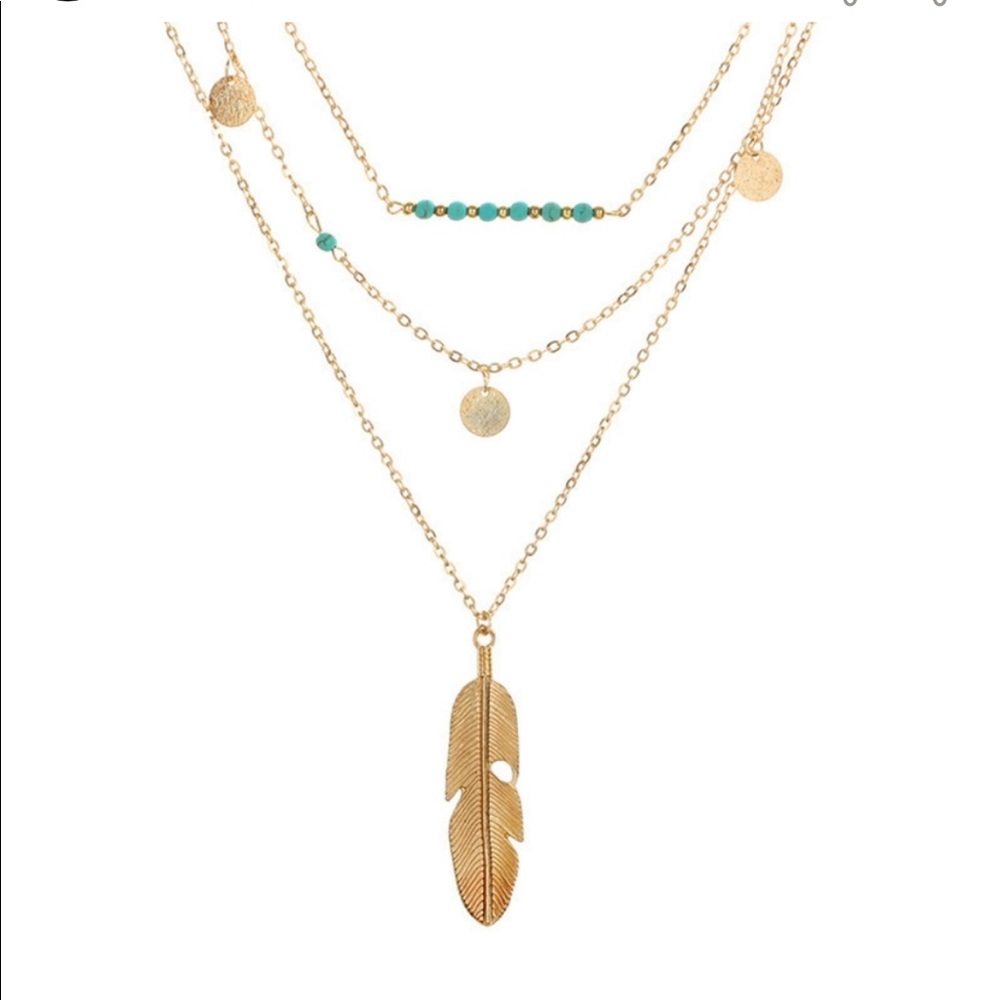 Boho Feather Multilayer Necklace